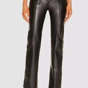 ASOS Luxe Black Faux Leather Lace-Up High-Waisted‎ Flared Pants - US 6